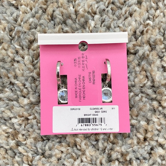 NWT Kate Spade Stud Hoop Crystal Earrings Silver - Picture 2 of 2